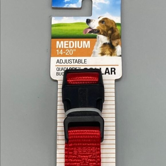 ruffin' it' dog collar Red Size Medium 14-20" adjustable quadlock buckle NEW - Picture 3 of 4